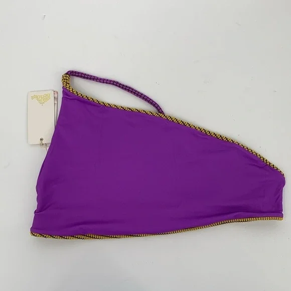 Agua Bendita Pacifico Tulip vini one shoulder bikini top swim gold purple new 2X - Picture 4 of 6